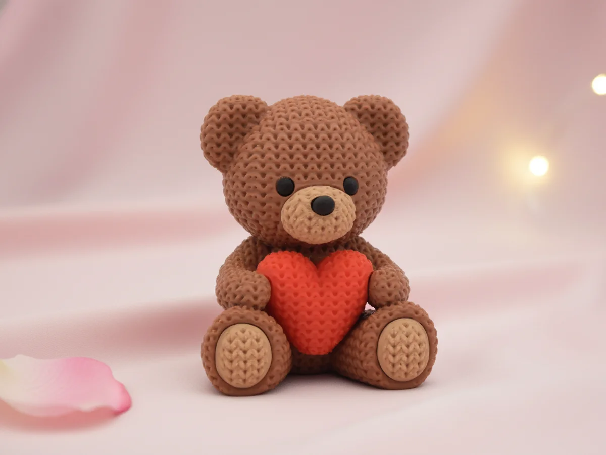 Osito de peluche tejido San Valentín — vista principal