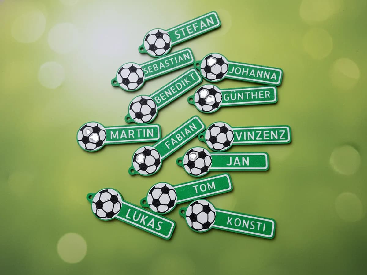 Llavero pelota de fútbol con nombre personalizable x10 (Amarillo) — vista principal