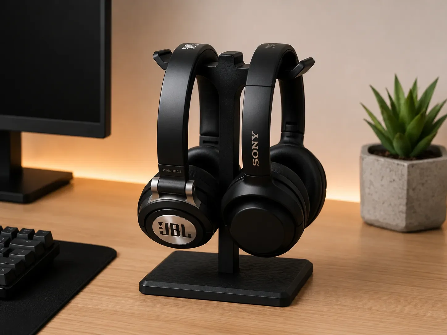 Soporte para auriculares de doble cabezal — vista principal