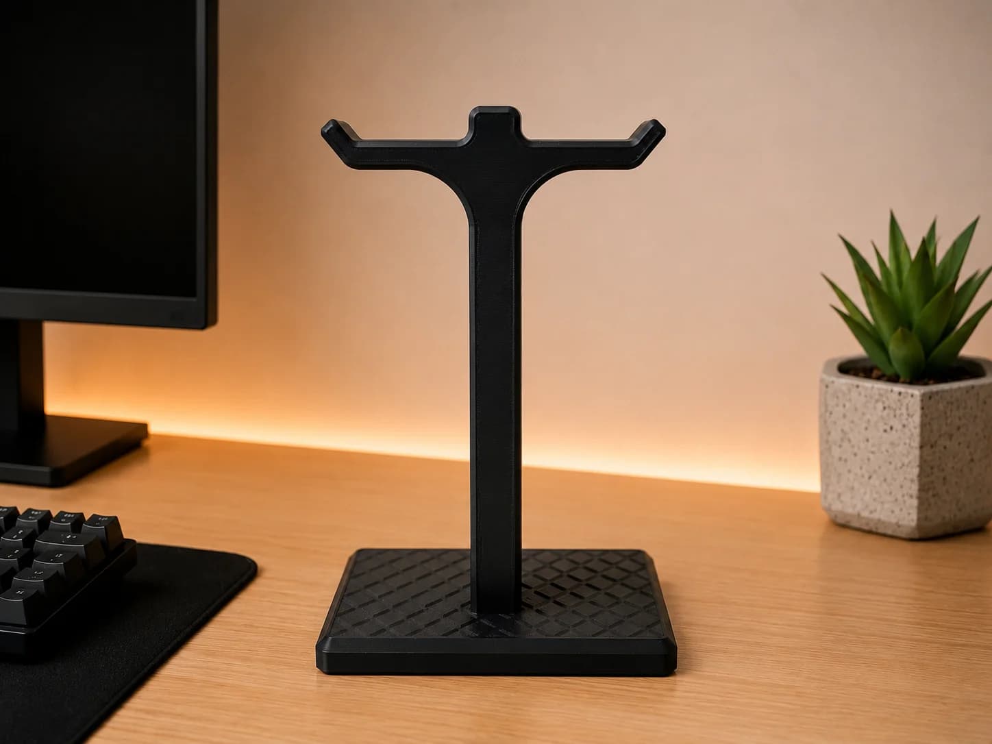 Soporte para auriculares de doble cabezal — en ambiente