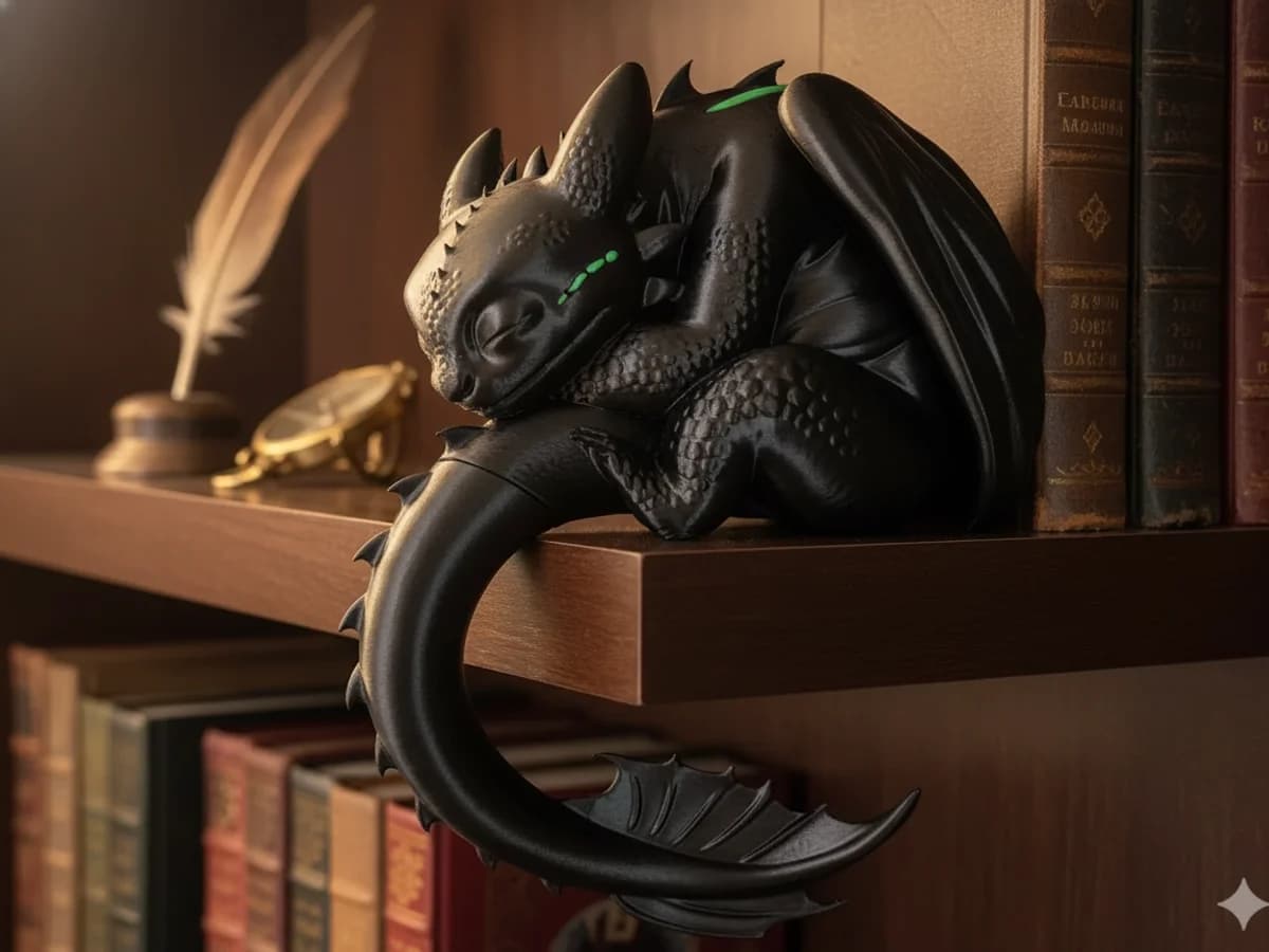 Dragón Toothless (Furia Nocturna) Durmiendo - Figura de Estante — vista principal