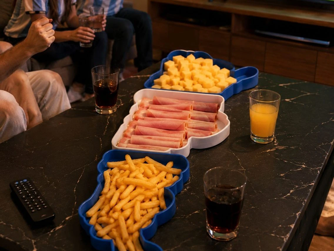Tabla de snacks mapa de Argentina en tres secciones — miniatura